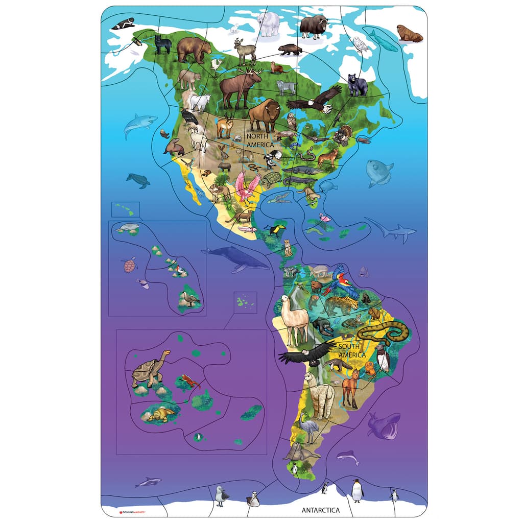 Animal Magnetism Magnetic Wildlife Map Puzzle North South America Animal Magnetism Magnetic Wildlife Map Puzzle North South America